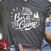 Gray Born To Camp Outdoors Journal Graphic Tee