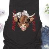 Gray Scottish Highland Cow Baseball Seam Print Tee