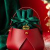 Red Manual Assembly PU Leather Christmas Apple Candy Gift Bag