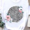 White Floral Leopard Print Casual Short Sleeve T Shirt