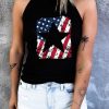 Black American Flag Star Graphic Print Halter Tank Top