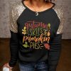 Black Letter Graphic Print Sequin Contrast Crewneck Top