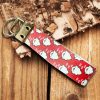 Red Christmas PU Leather Wristlet Key Chain