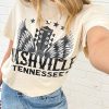 Khaki NASHVILLE TENNESSEE Guitar Print Graphic T Shirt