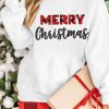 White MERRY Christmas Plaid Print Pullover Sweatshirt