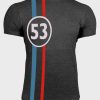 Gray Number 53 Retro Racing Graphic Tee For Men