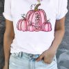 White Pink Leopard Pumpkin Graphic Short Sleeve Tee