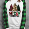 Green Plaid Raglan Sleeve Christmas Tree Sweatshirt