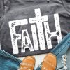 Gray Faith Cross Vintage Graphic Print T Shirt