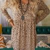 Leopard Long Sleeve Babydoll Dress