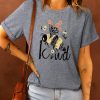 Gray Floral Bee Letter Graphic Print Short Sleeve T Shirt