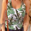 Palm Leaves Plant Print Racerback Tank Top