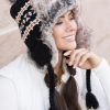 Black Braid Fleece Windproof Ear Cap Hat