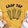 Yellow CROP TOP Corn Graphic Print Crew Neck T Shirt