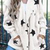 White Lapel Collar Scatter Star Fuzzy Coat