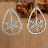 Silver Snowflake Shape Hollow-out Drop Earrings