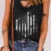 Black American Flag Print Strappy Graphic Tank Top