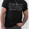 Black NY Letter Printed O-neck Short Sleeve Men's T Shirt