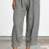 Gray Ankle Length Linen Casual Pants