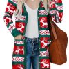 Green Christmas Element Print Long Cardigan