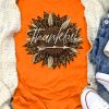 Orange Thankful Sunflower Graphic Print Short Sleeve T Shirt