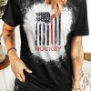 Black HOCKEY American Flag Printed Color Block T Shirt