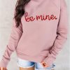 Pink Be Mine Glitter Pattern Print Pullover Sweatshirt