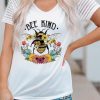 White Be Kind Bee Floral Graphic Print Short Sleeve Tee