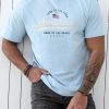 Sky Blue America Flag Positive Slogan Print O-neck Men's Graphic Tee