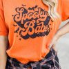 Orange Spooky Babe Graphic Print Crew Neck T Shirt