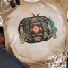 Khaki Western Pattern Pumpkin Leopard Print Graphic Tee