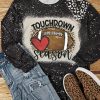 Black TOUCHDOWN Season Rugby Leopard Print Long Sleeve Top