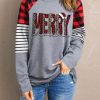 Gray Merry Christmas Multi Block Long Sleeve Top