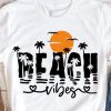 White BEACH Vibes Plant Graphic Print Short Sleeve T Shirt