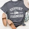 Gray Support Your Local Farmers Letters Graphic Tee