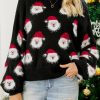 Black Christmas Santa Claus Pullover Sweater