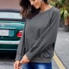 Gray French Terry Cotton Blend Pullover Sweatshirt