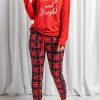 Red Merry And Bright Plaid Print Two Piece Loungewear