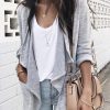 Gray Drape Front Knit Jacket