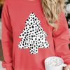 Red Christmas Tree Leopard Print Pullover Sweatshirt