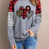 Gray Heart Plaid Leopard Striped Color Block Top