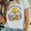 White Nature Is Calling Car Graphic Print Short Sleeve T Shirt