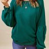 Green Raglan Patchwork Sleeve Pullover Sweatshirt