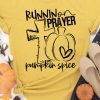 Yellow RUNNIN PRAYER Letter Graphic Print Crew Neck T Shirt