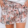 Multicolor Dazzling Print Ruffle Trim Drawstring Shorts