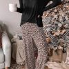 Long Sleeve Top And Leopard Print Pants Lounge Set