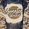 Black Sweater Weather Letters Print Bleached Leopard Sweatshirt