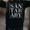 Black SANTABABY Glitter Graphic Print Long Sleeve Sweatshirt