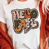 White HELLO FALL Lightning Graphic Print Crew Neck T Shirt