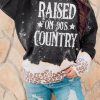 Black RAISED ON 90'S COUNTRY Leopard Color Block Sweatshirt